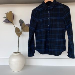 Equipment Kate Moss blue and black checkered flannel shirt, XS
